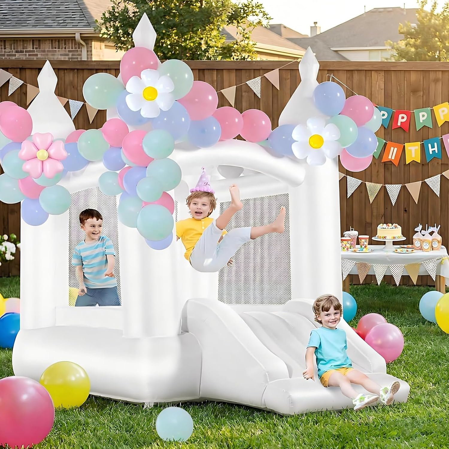 Kids Outdoor House - Castelo Inflável Branco para Crianças de