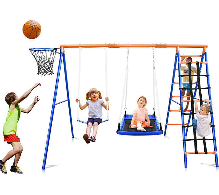 Kids Outdoor Hanging Chair - Conjunto de Balanço, Escorregador e Escalada