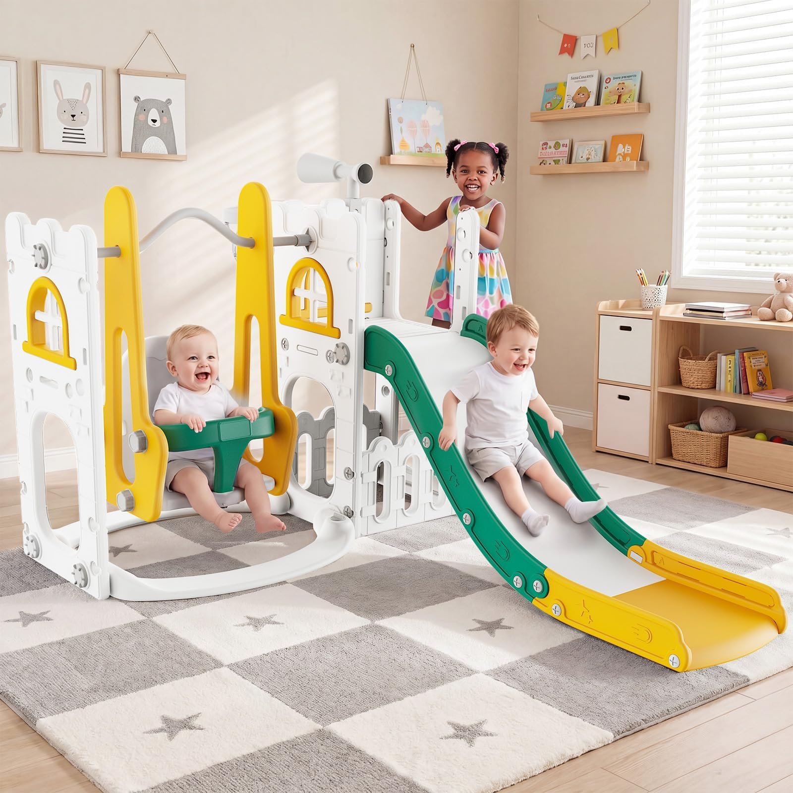 Kids Outdoor Playground - Conjunto de Escorregador e Balanço 7