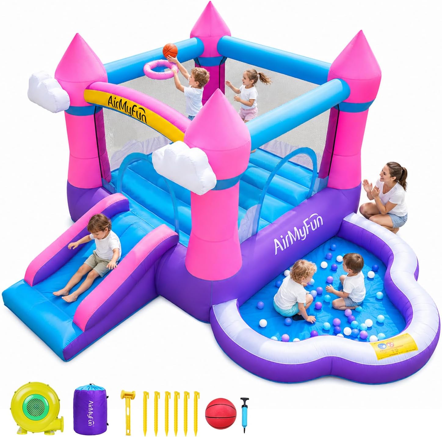 Kids Outdoor House - Castelo Inflável Rosa para Crianças de