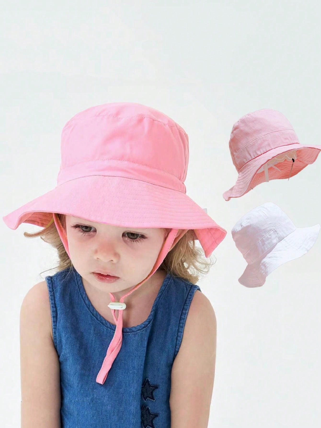 Kids Outdoor Hat - Chapéu Bucket Rosa com Topo Plano