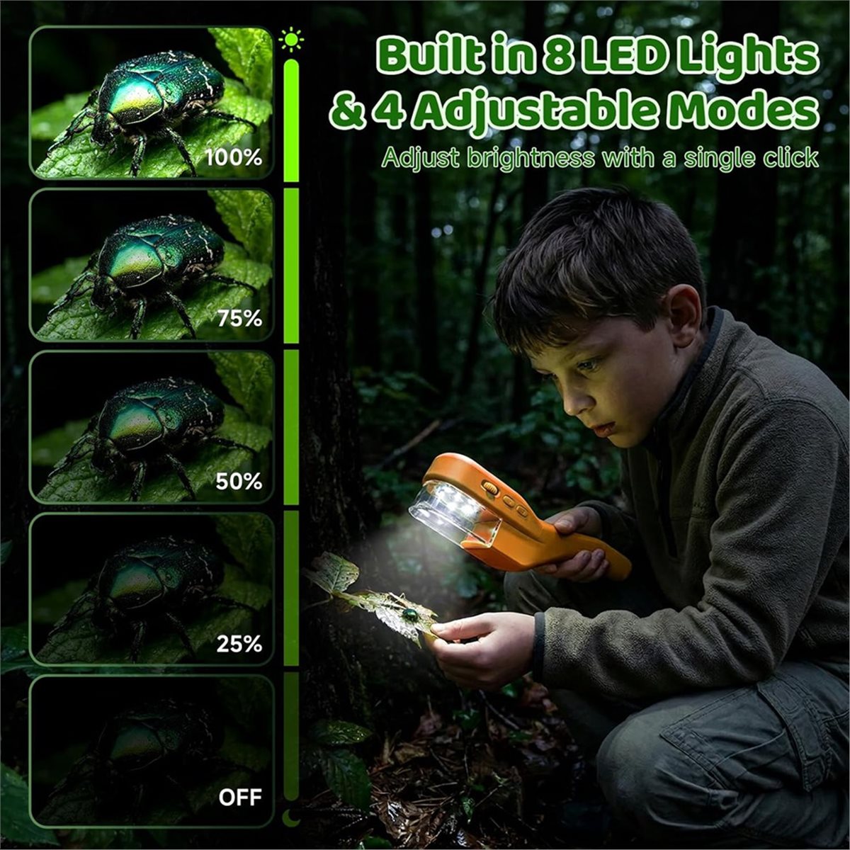Kids Outdoor Explorer Kit - Microscópio Portátil 500X para Crianças, Explorador