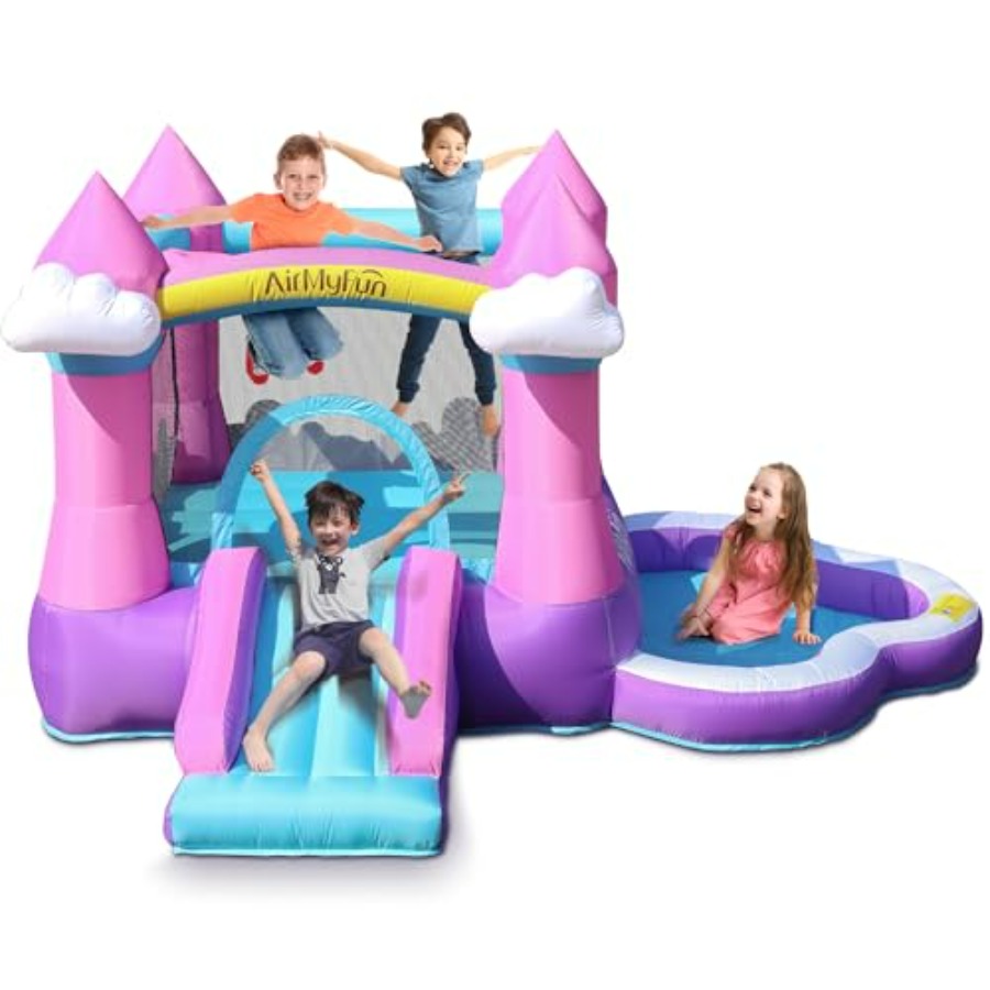 Kids Outdoor House - Castelo inflável rosa para crianças de