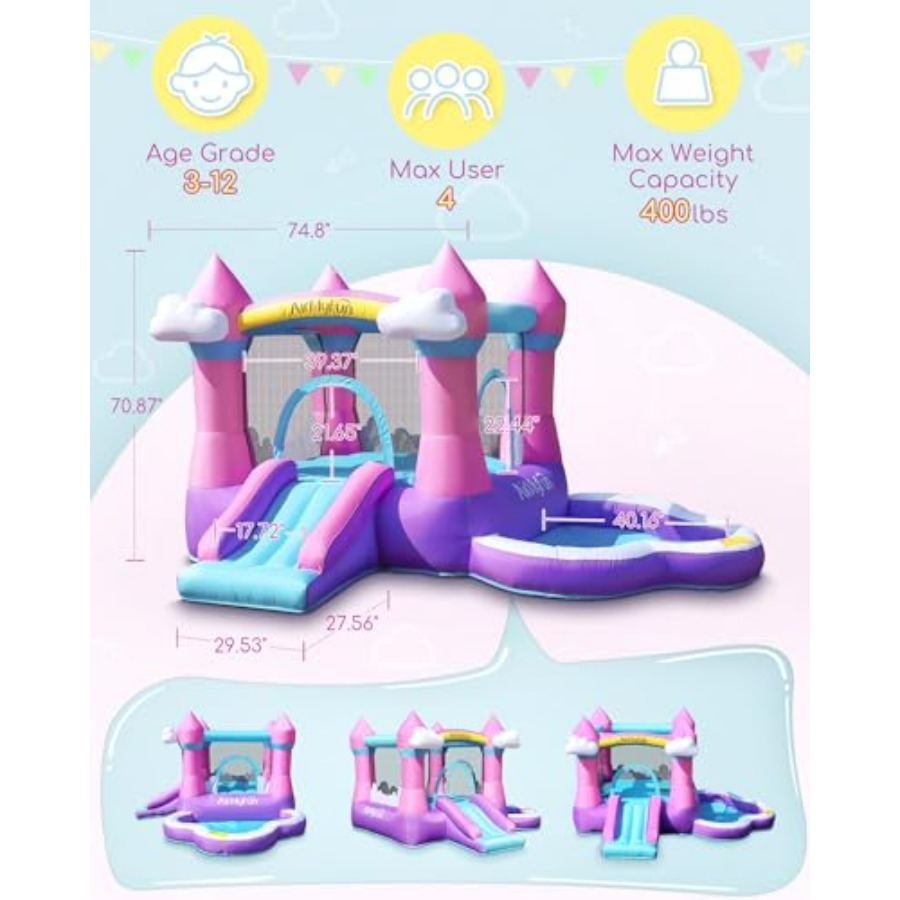 Castelo inflável rosa para cri - Kids Outdoor House avaliação e preço