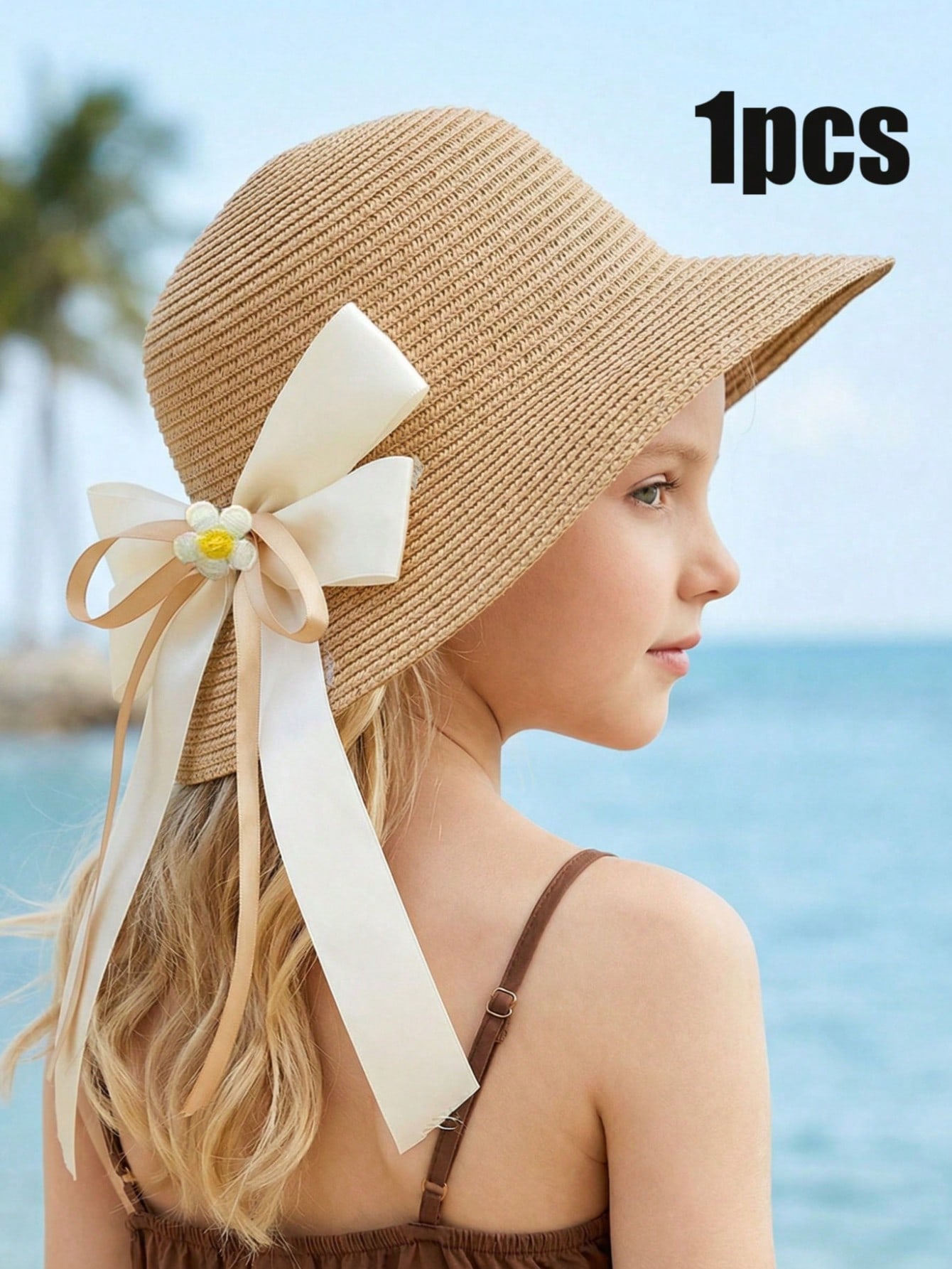 Chapéu de Palha com Laço para  - Kids Outdoor Hat avaliação e preço